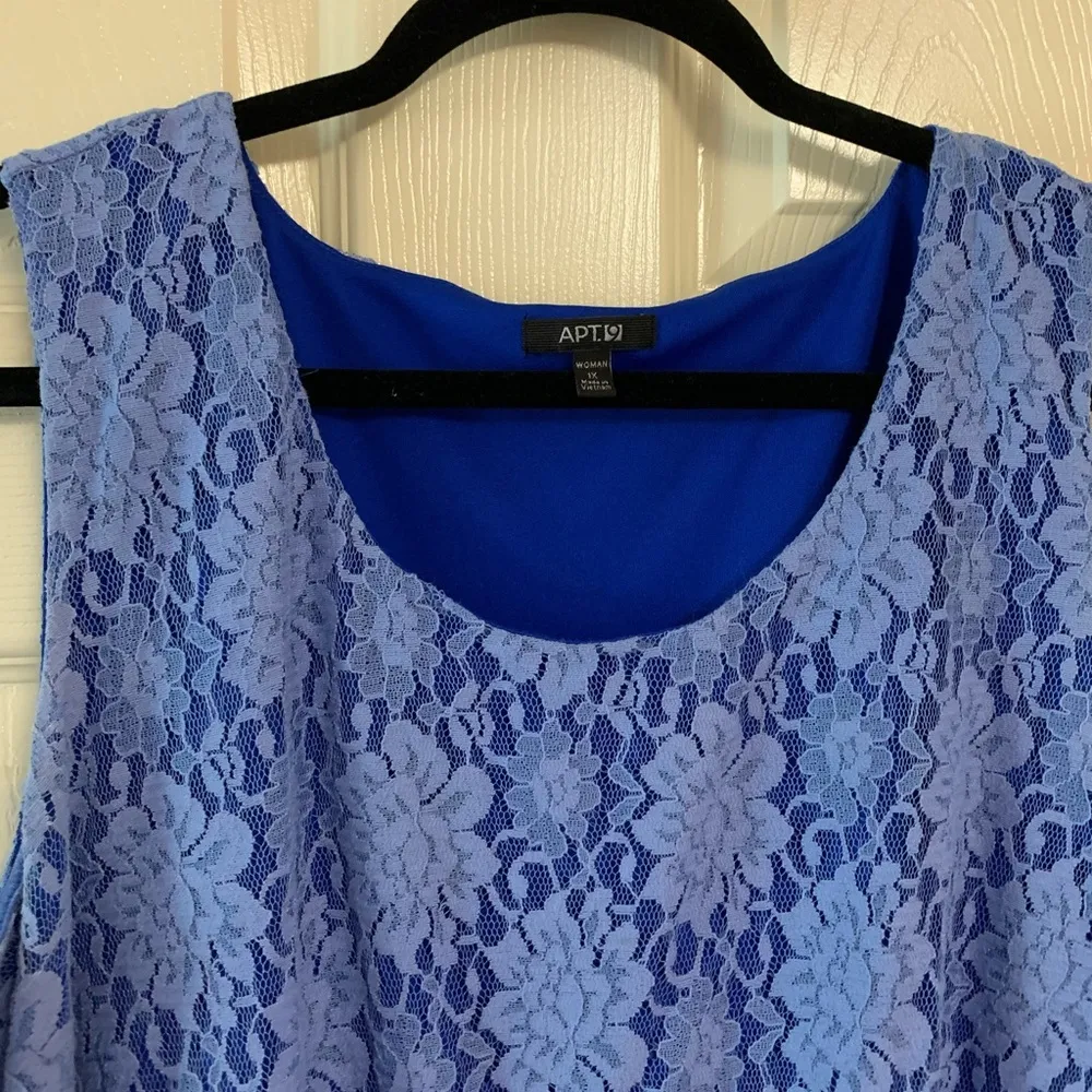 light blue lace floral sleeveless dress 1X - Image 3