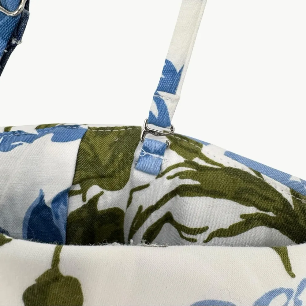 Reformation Orion Floral Organic Cotton Camisole Top | Sz 6 | White & Blue - Image 7