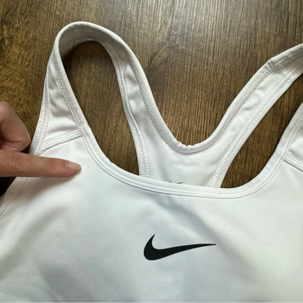 Nike Womens Classic Pro Padded Sports Bra Sz Small White Swoosh Logo Front - Image 6