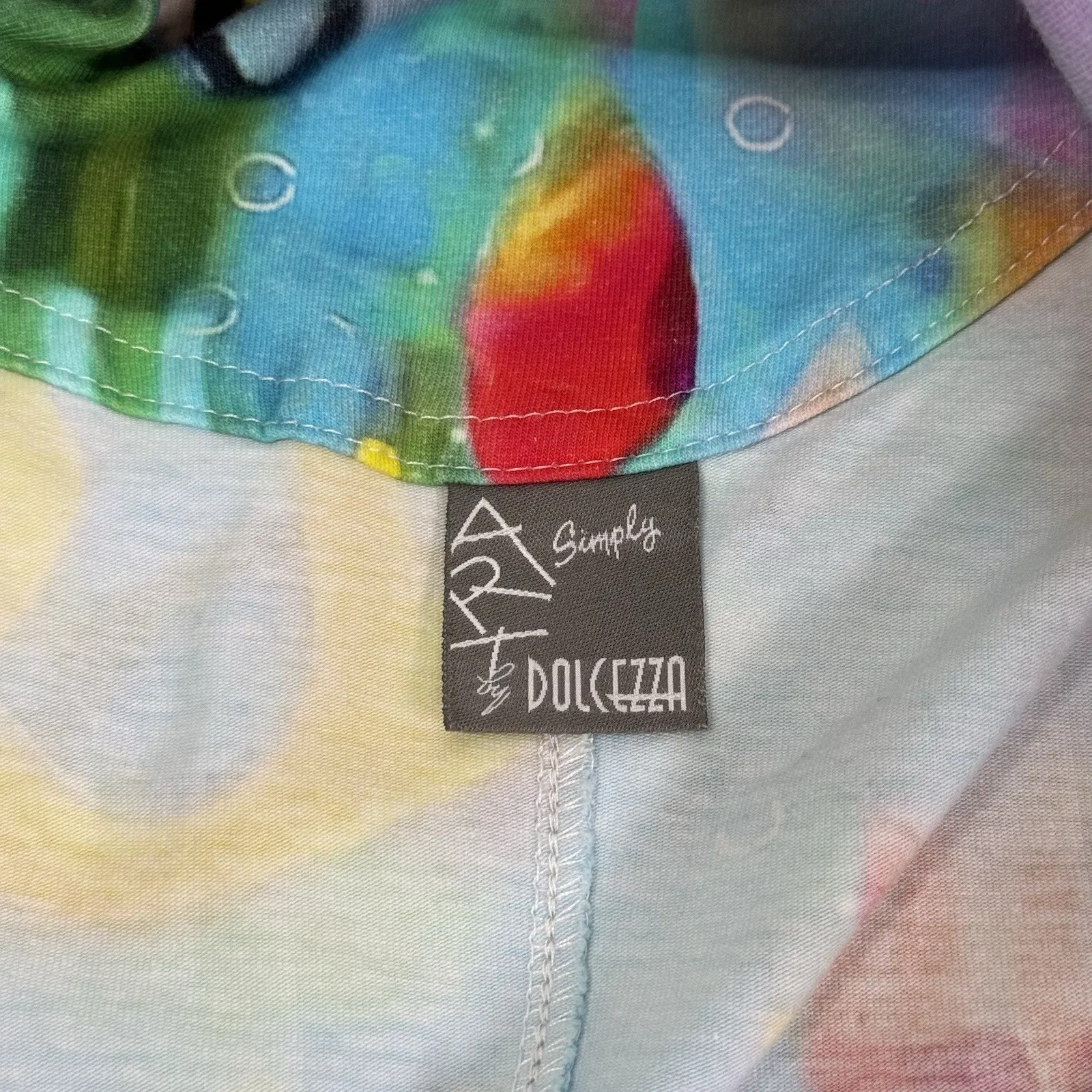 Dolcezza Simply Art Sleeveless Abstract Zip Front Midi Dress Multicolor Size M - Image 5