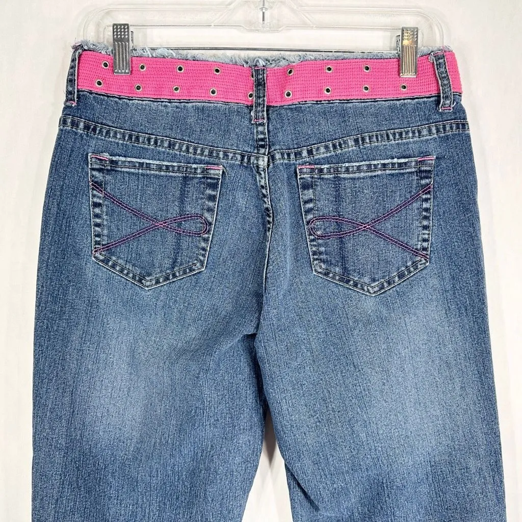 Carolina Blues Size 8 Jeans Capri Cropped Pink Waistband Barbie Raw‎ Waist 1678 - Image 5