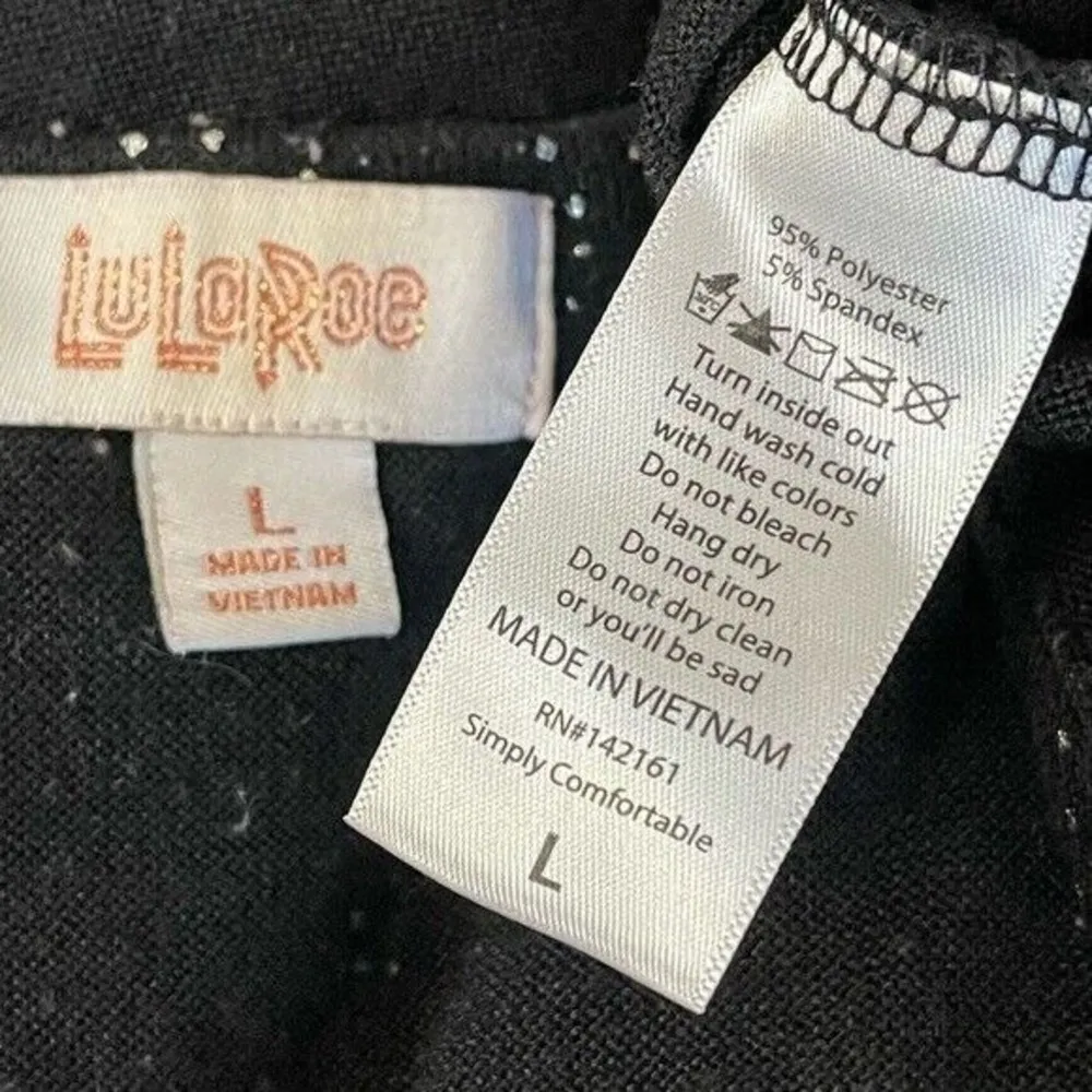 LULA ROE Elegant Sarah Black & Silver Metallic Longline Duster Cardigan, Large - Image 6