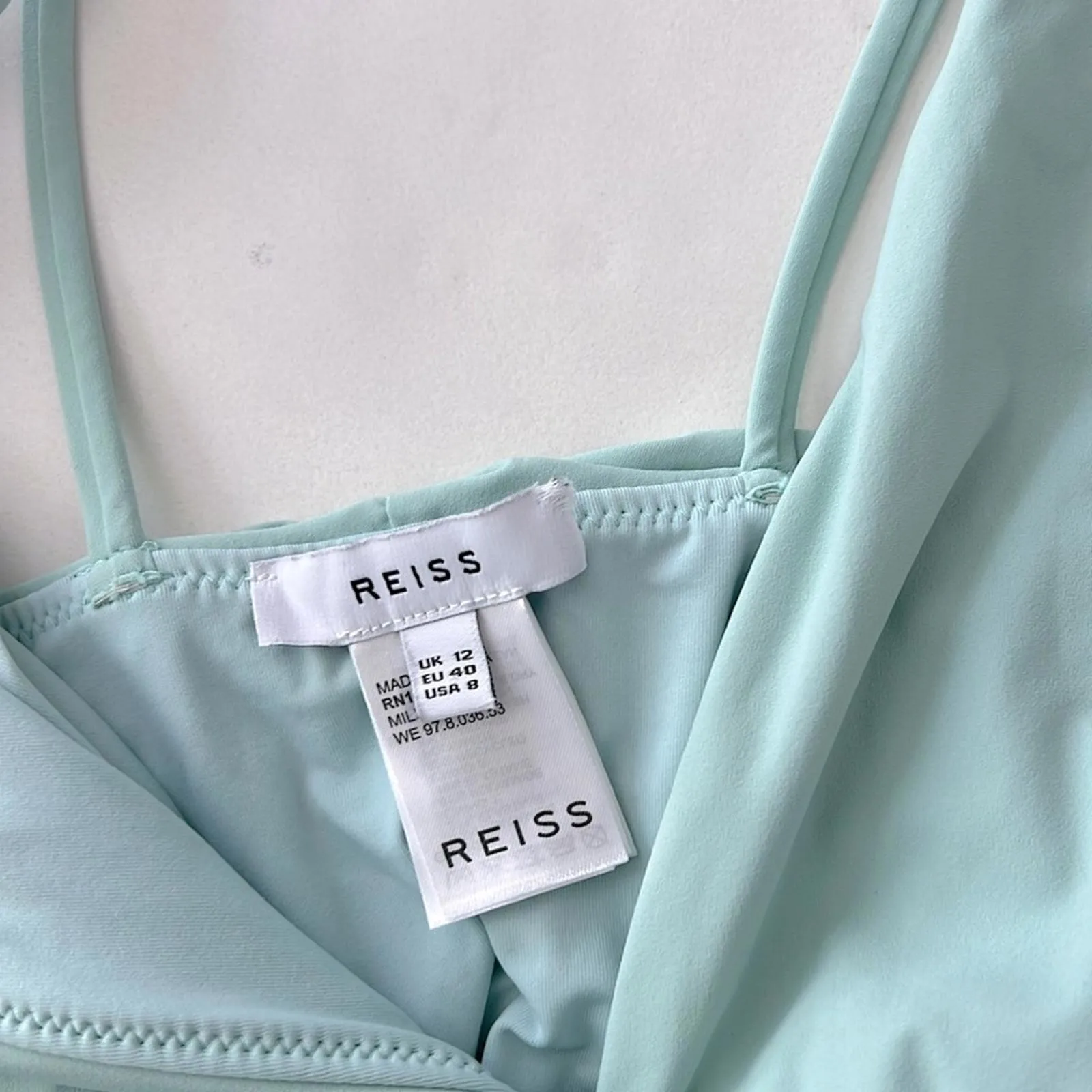 REISS Millie Plunge Neck Swimsuit in Mint Blue US 8 / Medium - Image 7