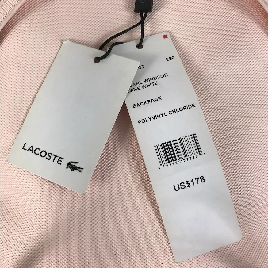 LACOSTE Script Logo Polyvinyl Backpack Light Pink School Travel Barbiecore Fairy - Image 8