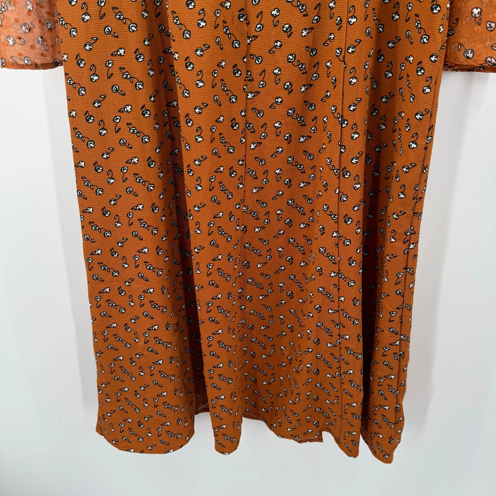 French Connection Dress Large Francine Callie Drape Smock Midi Ditsy Floral NWT - Image 9