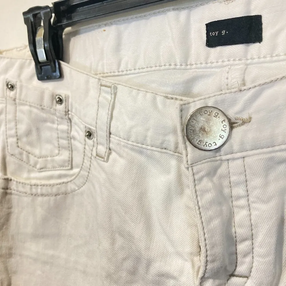 Toy G. women's size 30 button fly 100% cotton jeans 33x37 can roll to shorten White - Image 6