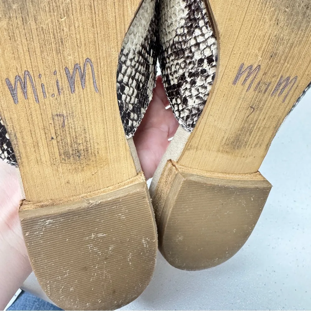 Mi:im Tan Snake Print Pointed Toe Mules Womens 7 Classic Flats Comfort Shoes - Image 8
