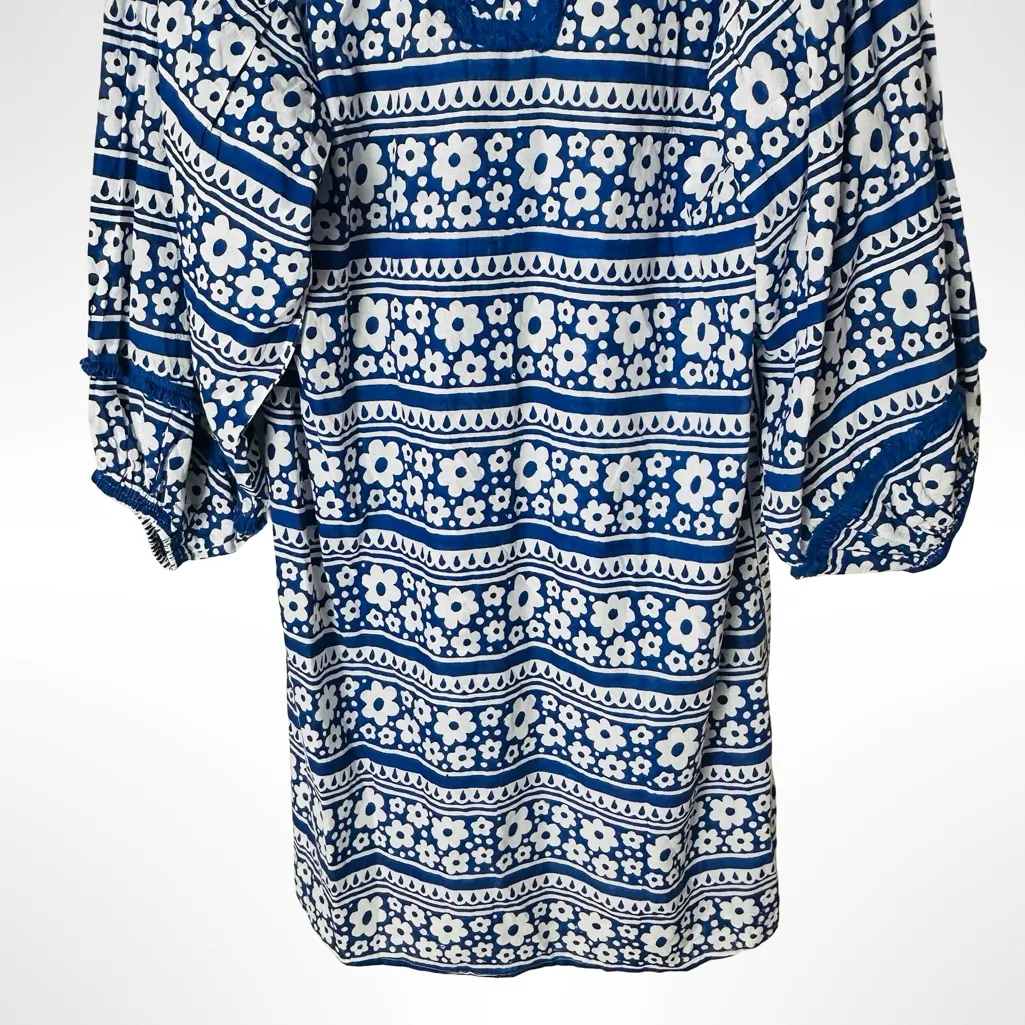 Tuckernuck Tnuck Blue and White Floral Tunic Dress Size Large - Image 8