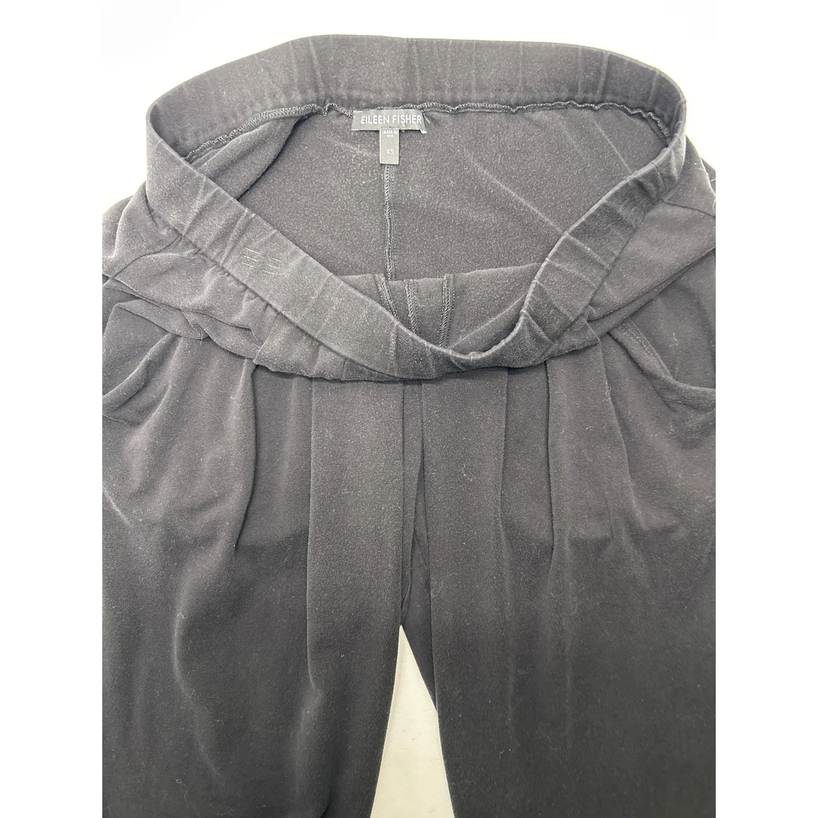 Eileen Fisher Stretch Jersey Knit Drop Pocket Ankle Pants in Black. Size XS - Image 4