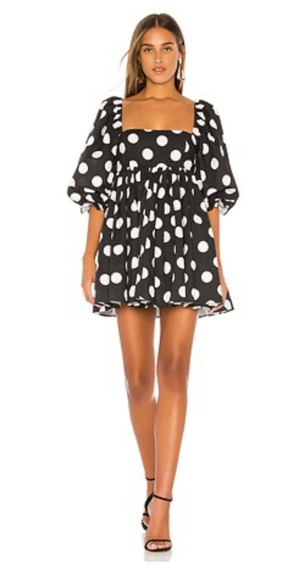 SELKIE The Puff Dress in Polka dot Print babydoll balloon sleeve mini dress Multi Size XS - Image 2