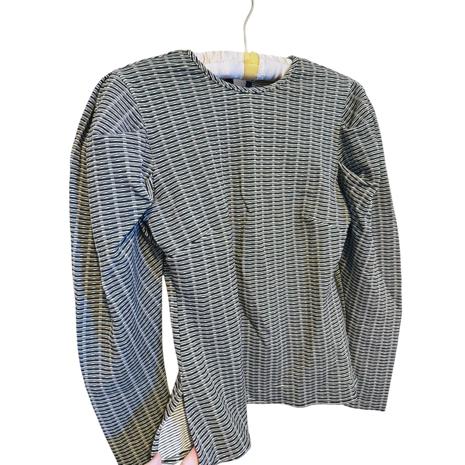 Beaufille Cursa Old Money Textured Knit Puff Sleeve Blouse Small Green Academia - Image 9