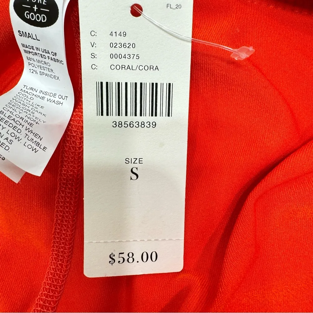 Anthropologie Pure + Good Orange Ruched Side Waistband Swim Shorts Size Small - Image 6