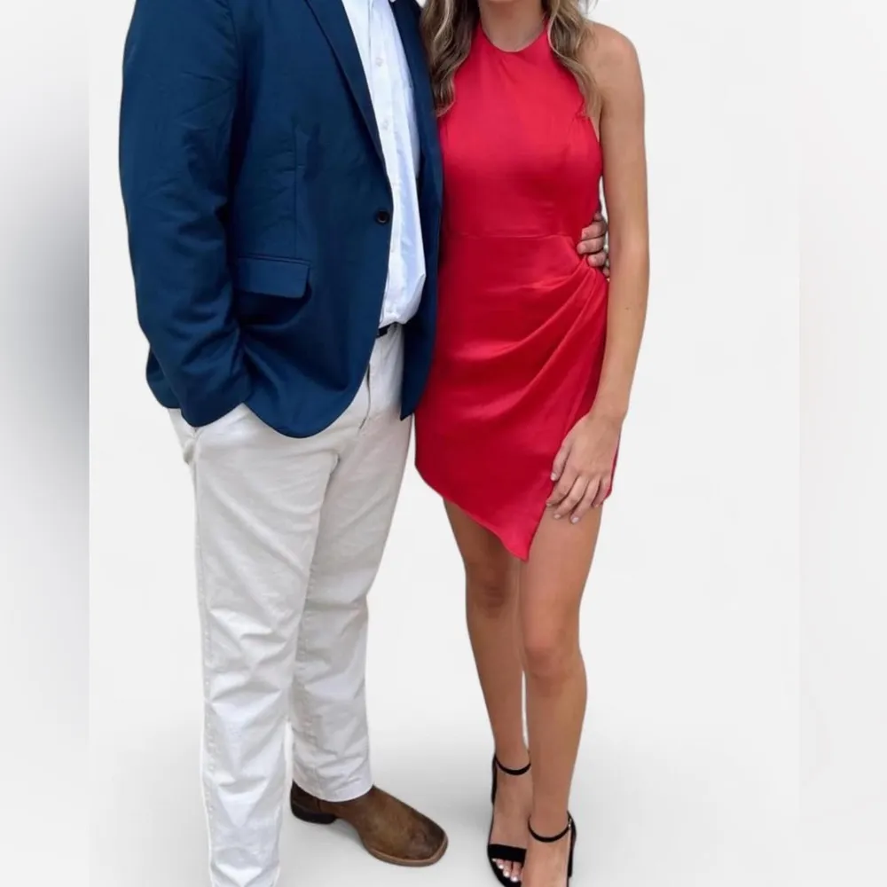 DO+BE Pink Satin Halter Mini Dress - Size Small - Image 3