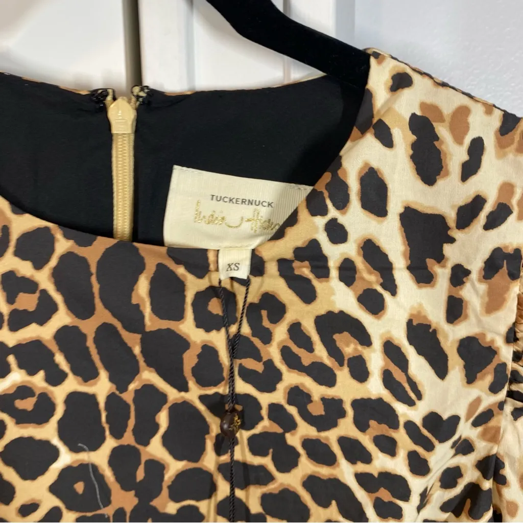 Tuckernuck x India Hicks Leopard Domino‎ Long Sleeve Mini Dress Animal Print XS - Image 3