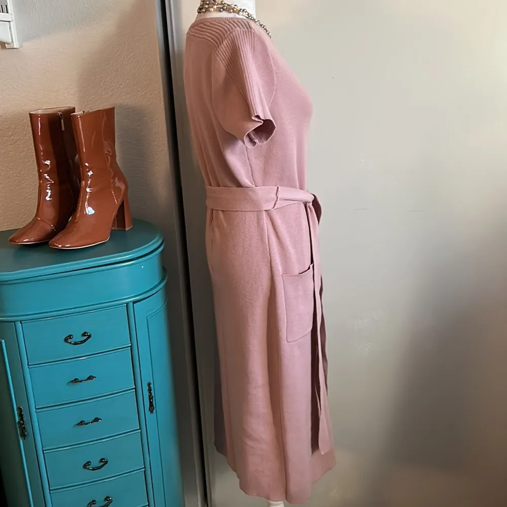 New Torrid Women’s Short Sleeve Knit Ribbed Pink Mauve Sweater Midi Dress - Image 5