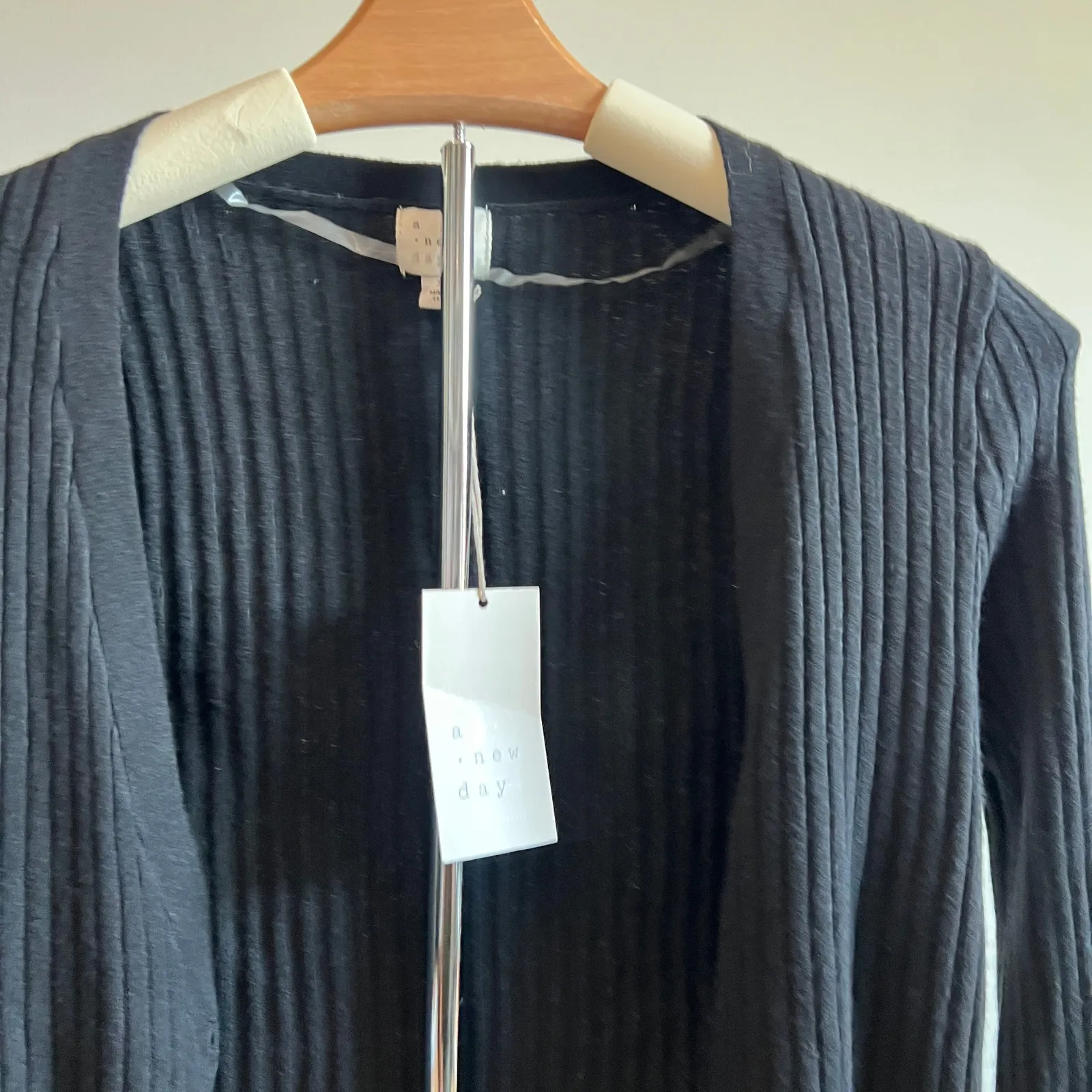 A New Day Women's Black Fine Gauge Ribbed Cardigan - Size XS - NWT - Image 3