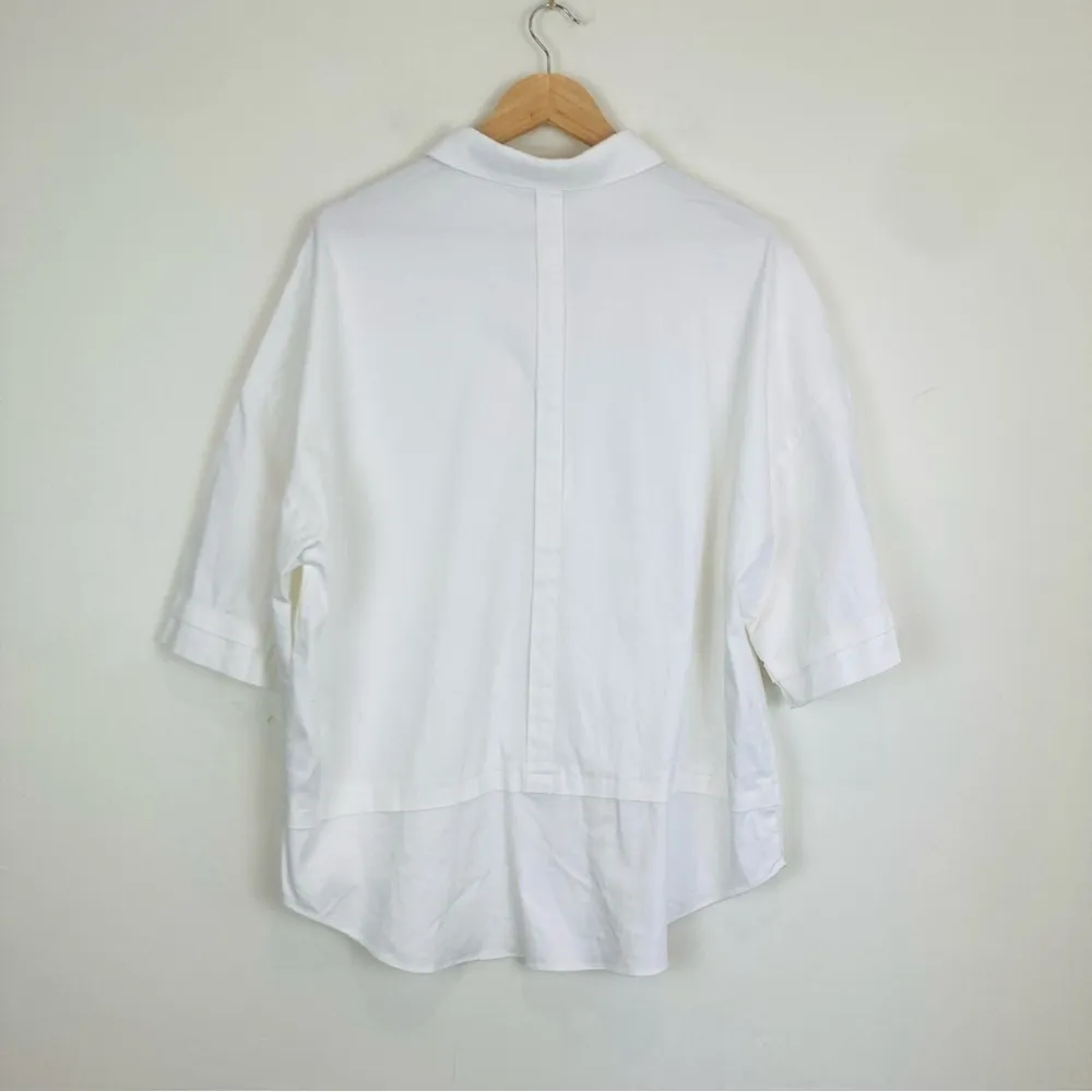 Ted Baker oversized boxy fit 3/4 length sleeve white button front shirt. Size 4 - Image 5