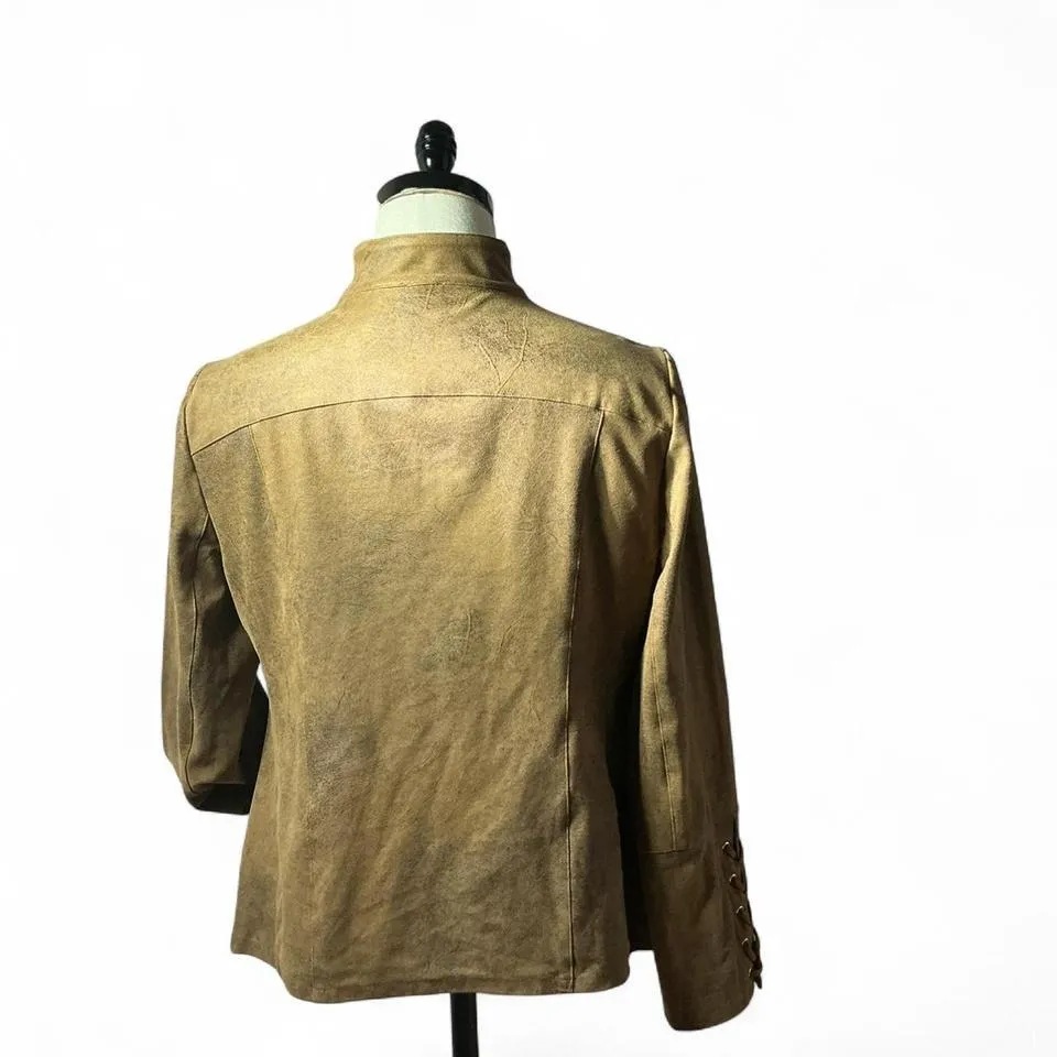 Chico's Faux Suede Collarless Jacket Lightweight Dressy‎ Versatile Career Chic - Image 3