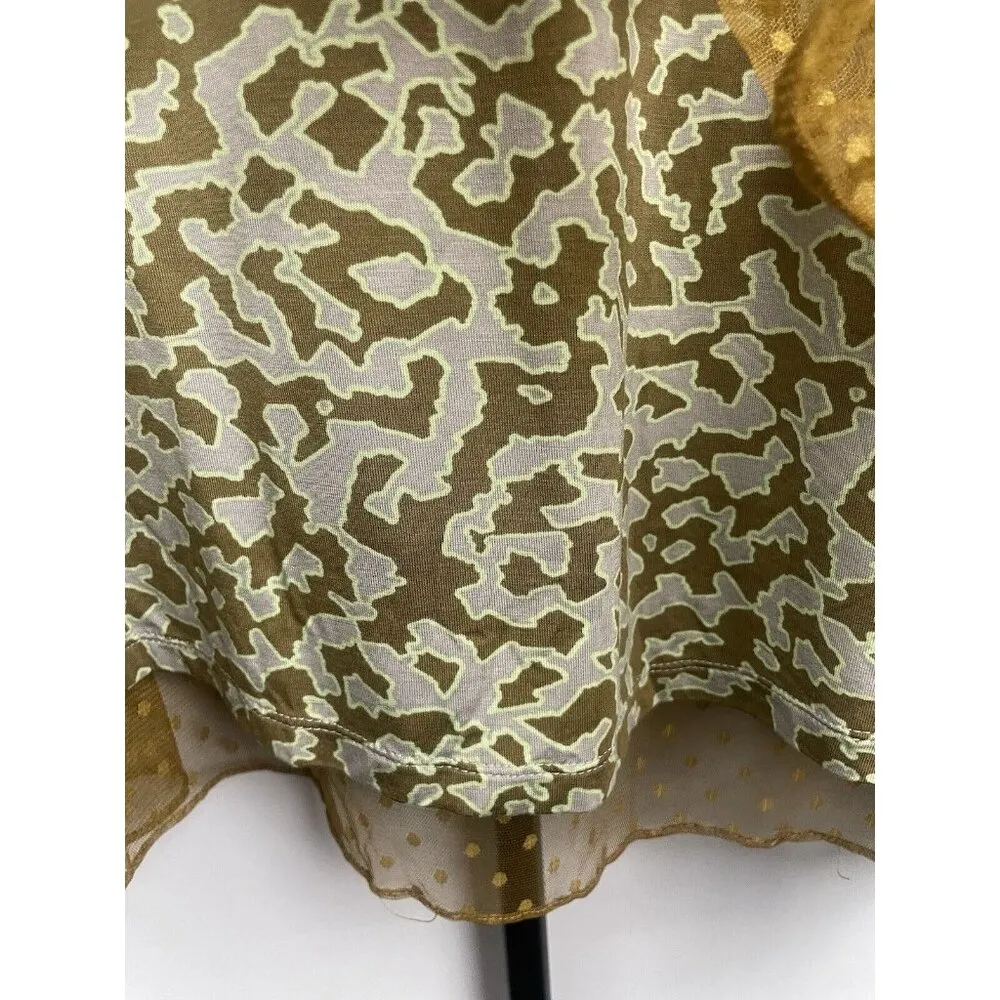 Logo Lori Goldstein Gold Polka Dot‎ Mesh Overlay Knit Midi Skirt Size XL - Image 3
