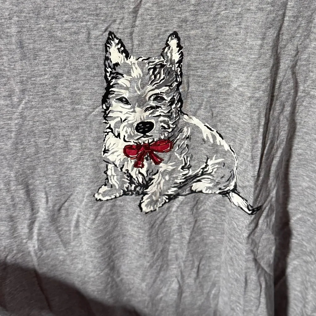 Women’s Charter Club 0X Longsleeve Tee With Dog Design Gray NWT - Image 2