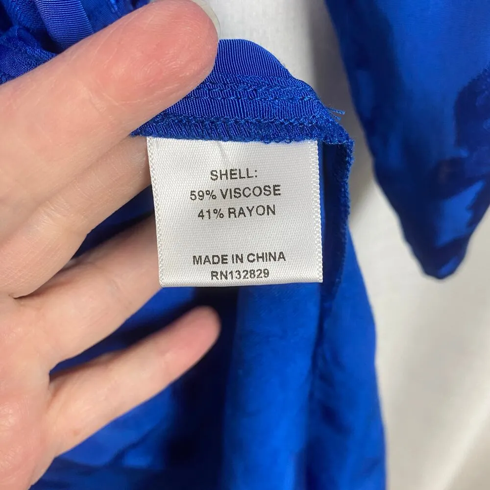 Majorelle Revolve Blue Satin Floral Bedford Wrap Mini Dress Sz.XS - Image 10