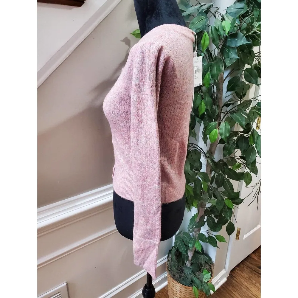 Wayf Pointelle Pink Acrylic Long Sleeve Casual Button Front Cardigan Sweater XS - Image 6