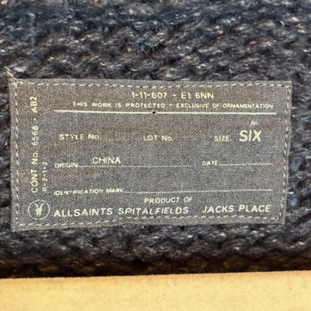 All Saints Sweater Women's Size 6 Spitalfields Vex Knit Wool Blend Gray - Image 4