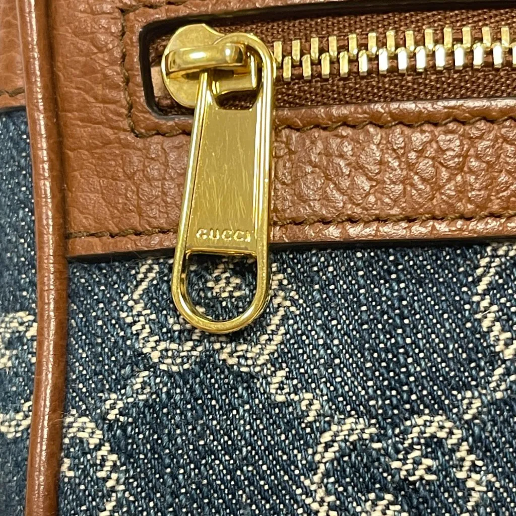 Gucci Ophidia Denim GG Monogram w/ Calfskin Leather Shoulder Bag - Preowned - Image 8