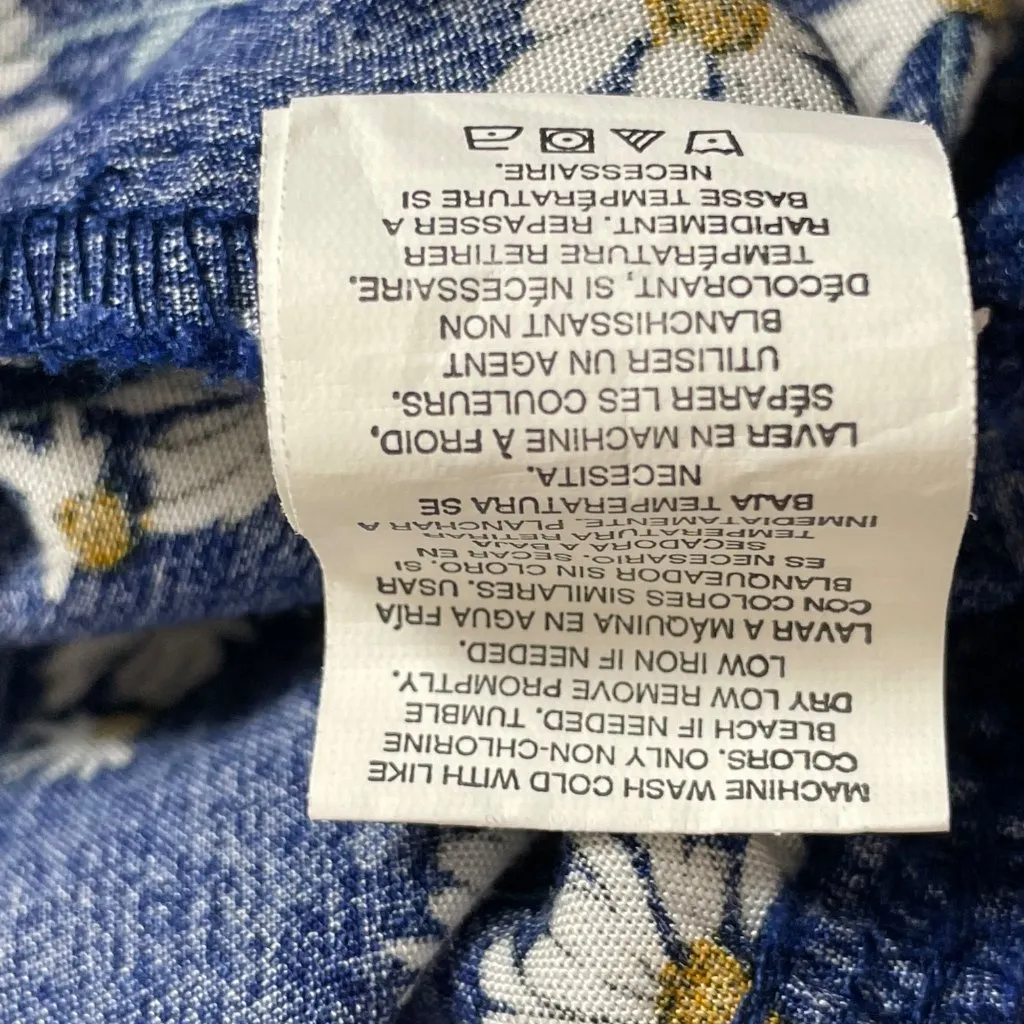 Thread + Supply Shorts Daisy Print Floral Navy Blue Elastic Waistband Sz Medium - Image 11