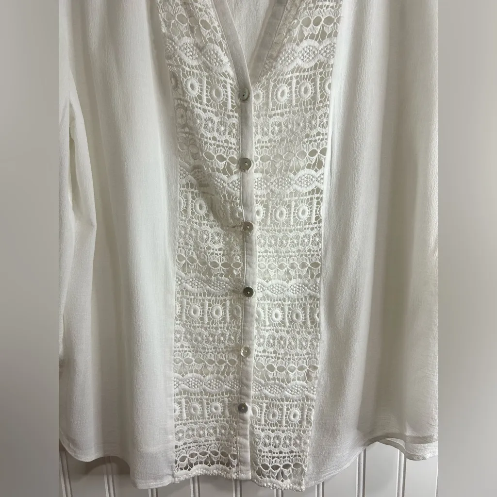 Chico's Cream Embellished Bib Collar Blouse - Image 2