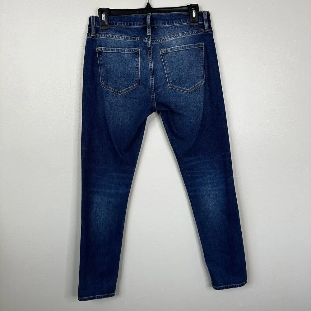 FRAME Jeans Womens 25 Le Garcon Distressed in Eaton Blue Wash Relaxed Fit - Image 7