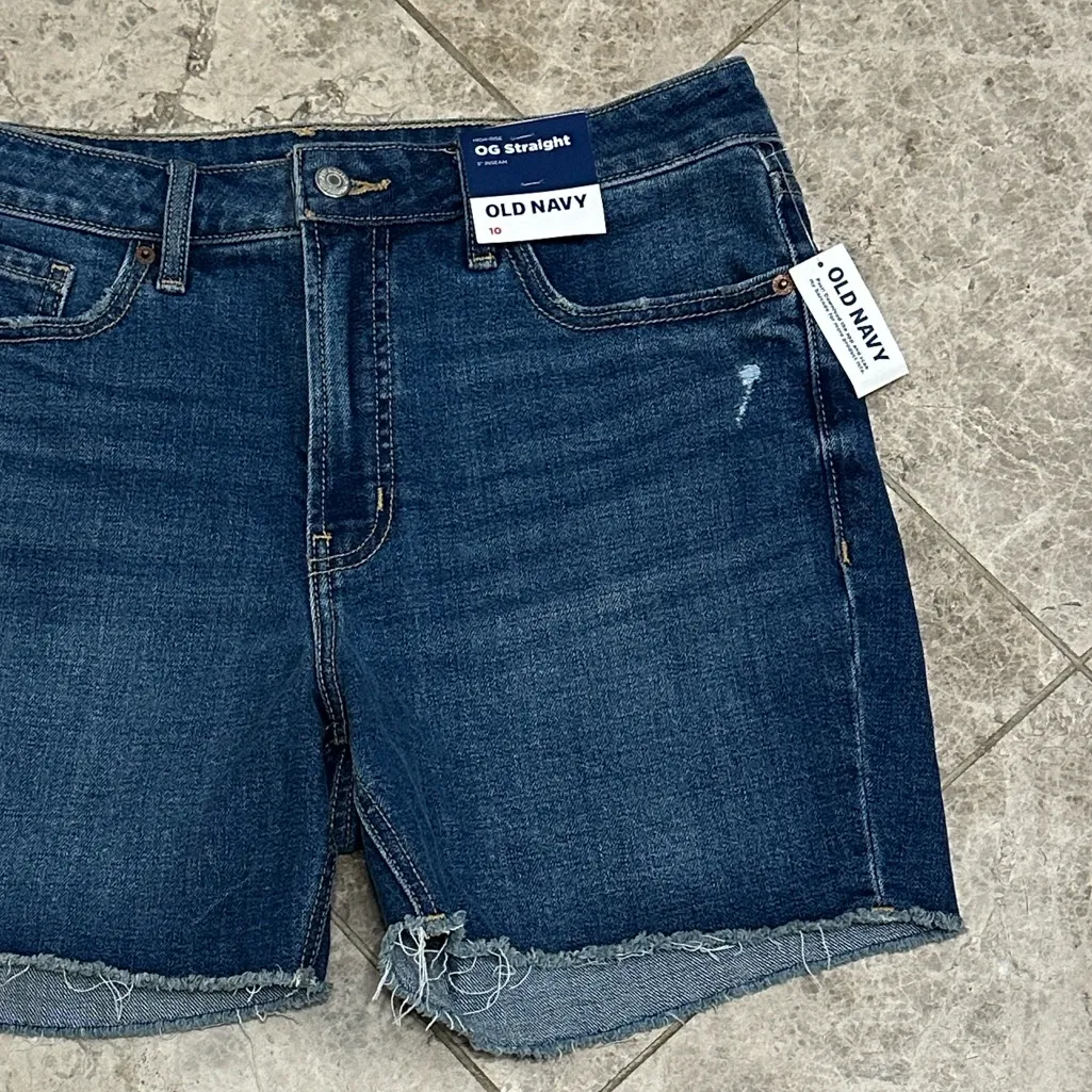 Old Navy OG High Rise Cut Off Jean Shorts Straight NEW 5” Inseam Size 10 - Image 4