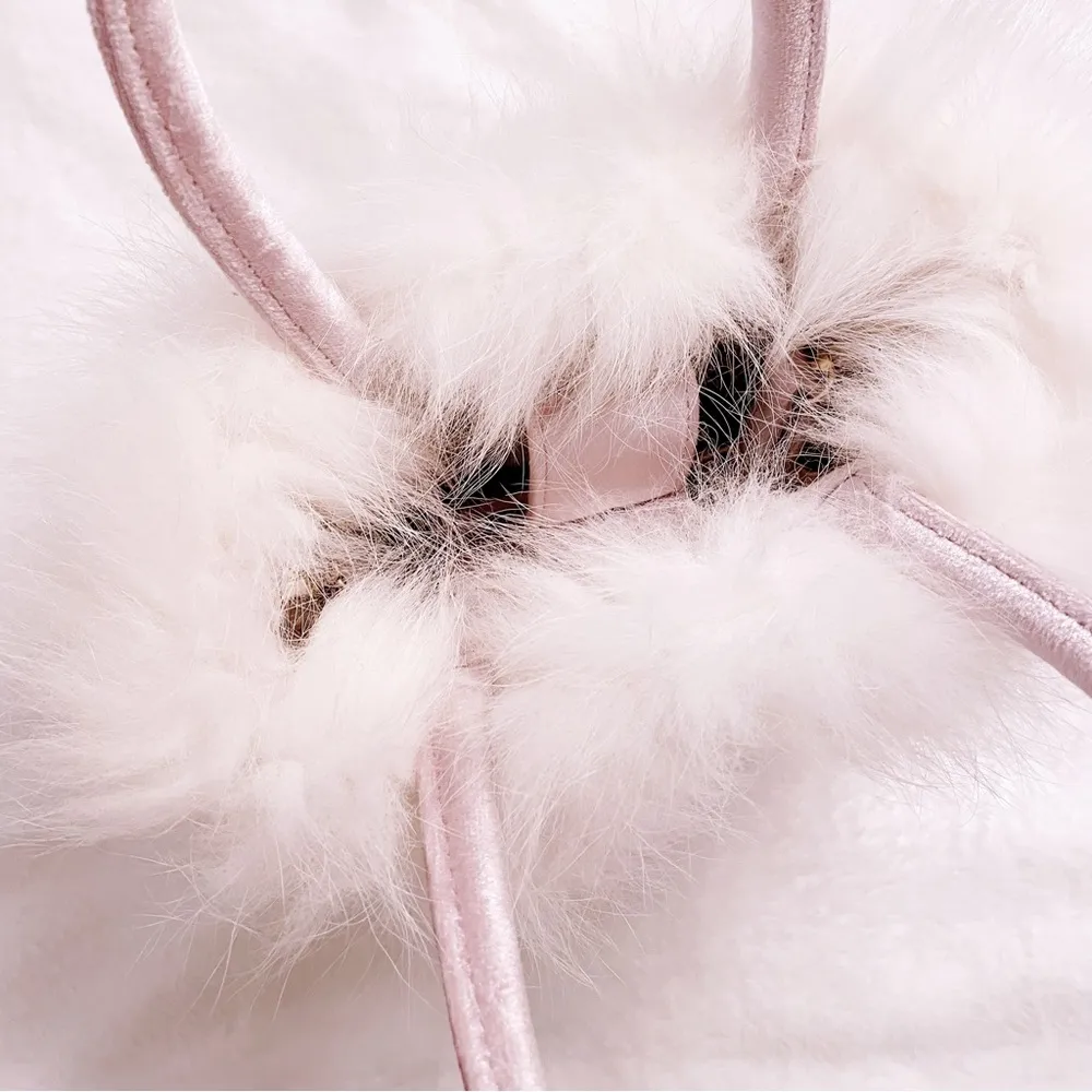 Lodispotto Japanese Lolita Pastel Pink Velvet Fur Ribbon Bow Crystal Bucket Bag - Image 6