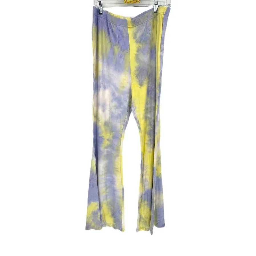 SHEIN Curve Yellow Purple Tie-Dye Flare Leg Leggings Size 3XL - Image 3