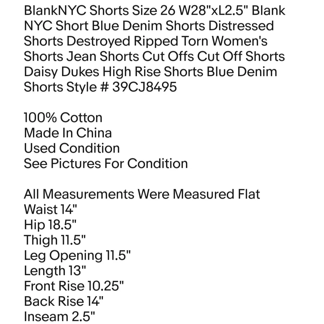 BlankNYC Shorts Size 26 W28"xL2.5" Blank NYC Short Blue Denim Shorts Distressed Shorts Destroyed - Image 2