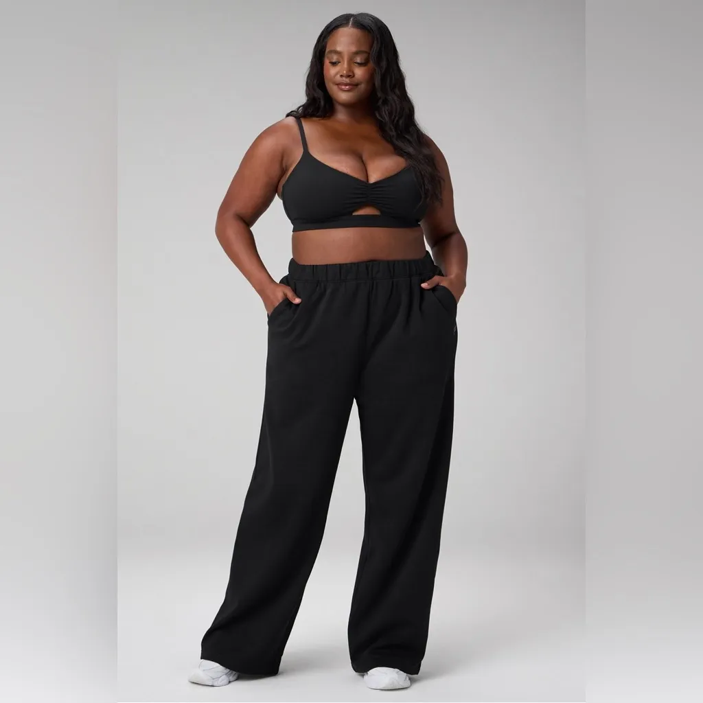 Fabletics Cozy Fleece Wide Leg Sweatpants Black 2X - Image 2