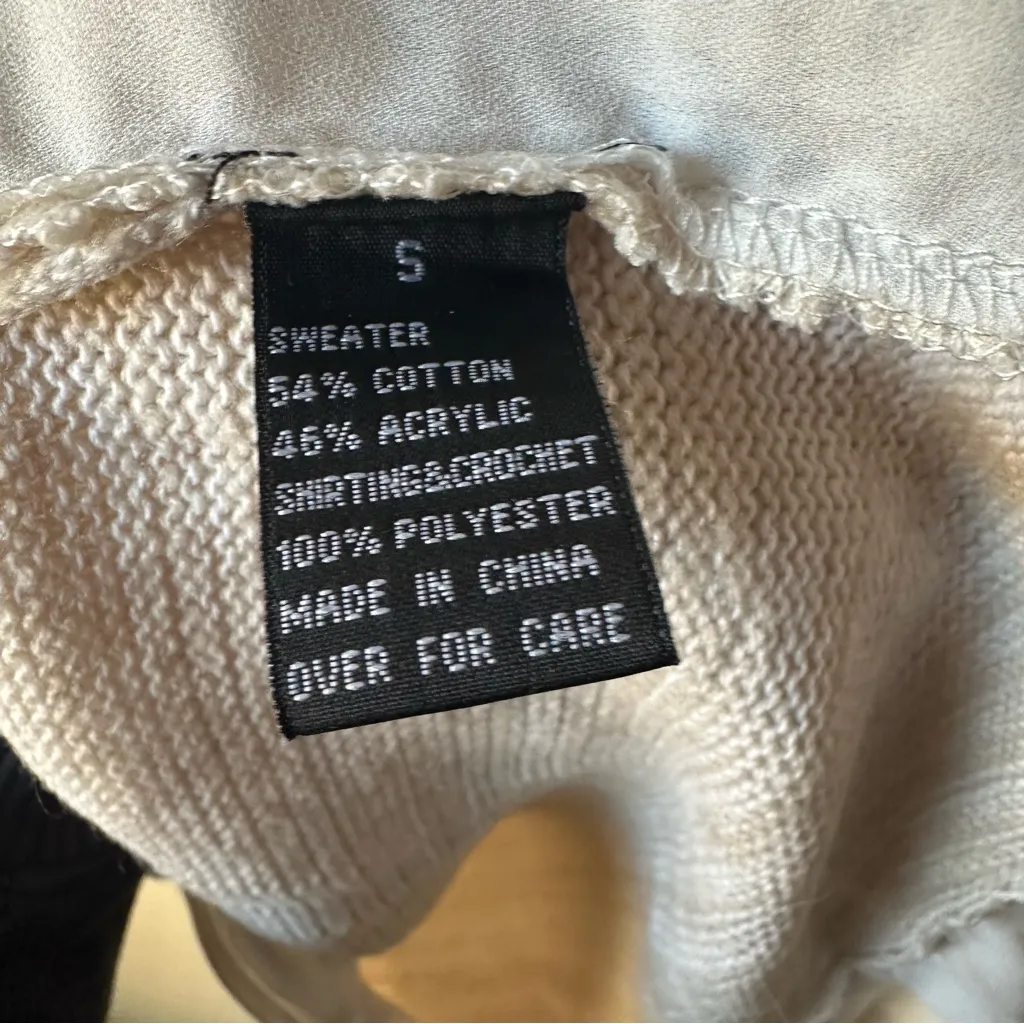 AB Studio Small Sweater Ivory Pullover 3/4 Sleeve Lightweight Boho Earthy - Image 3