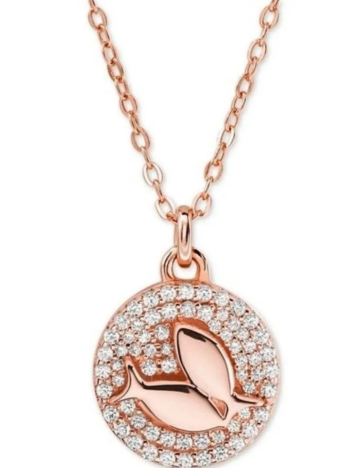 New! MICHAEL KORS Crystal Zodiac Pisces Gold-plated Sterling Silver Necklace - Image 2