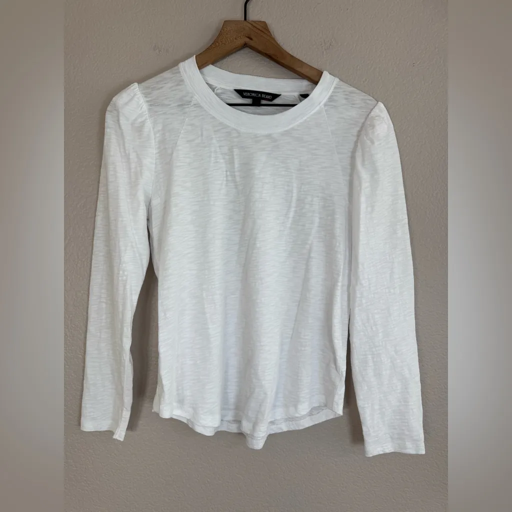 Veronica Beard Jean Mason Baseball Long Sleeve Pima Tee in White Small $138 - Image 4