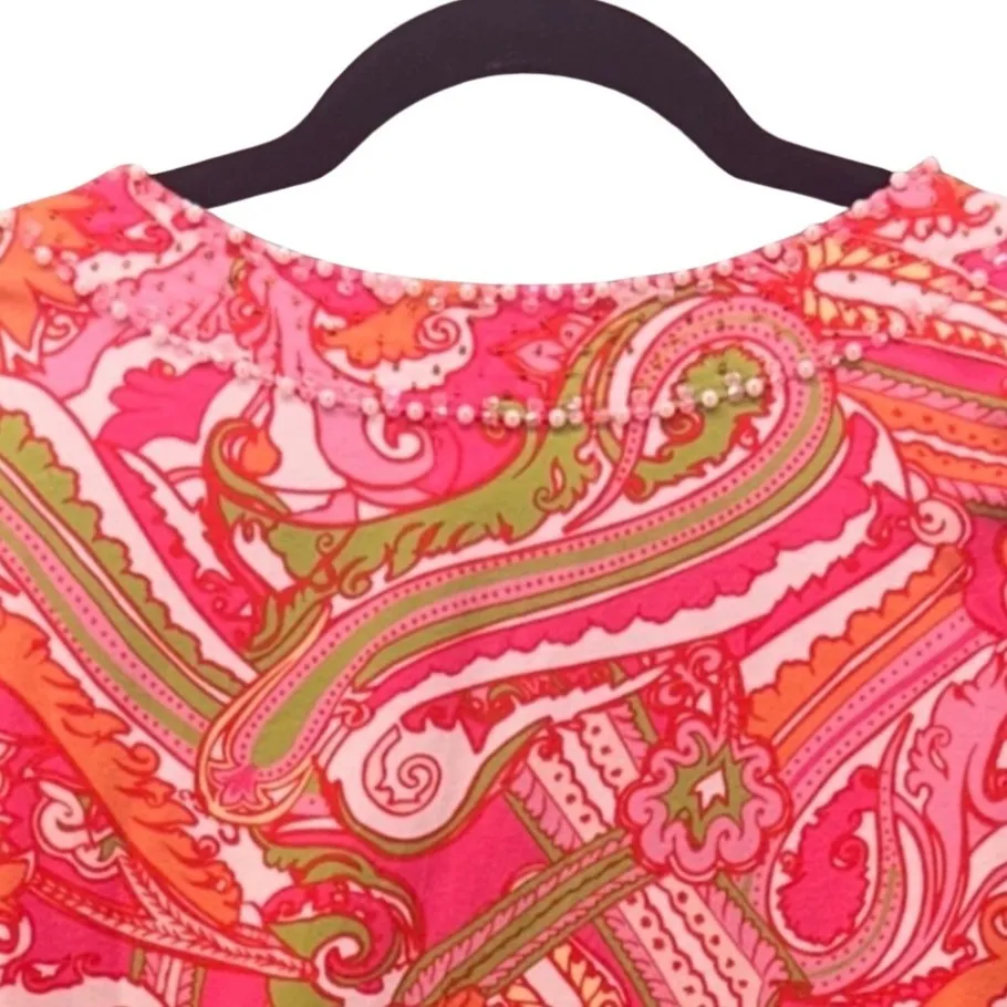 Soft‎ Surroundings Womens Blouse Size PM Paisley Boho Summer Retro Embellished - Image 4