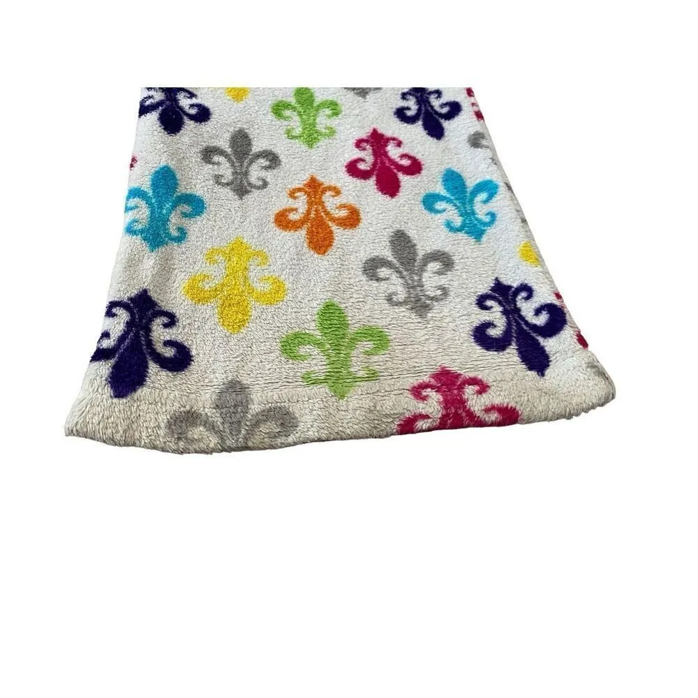 Fleur De Lis Fleece Pajama Pants Sleepwear Sleep Winter Fuzzy White - Image 5