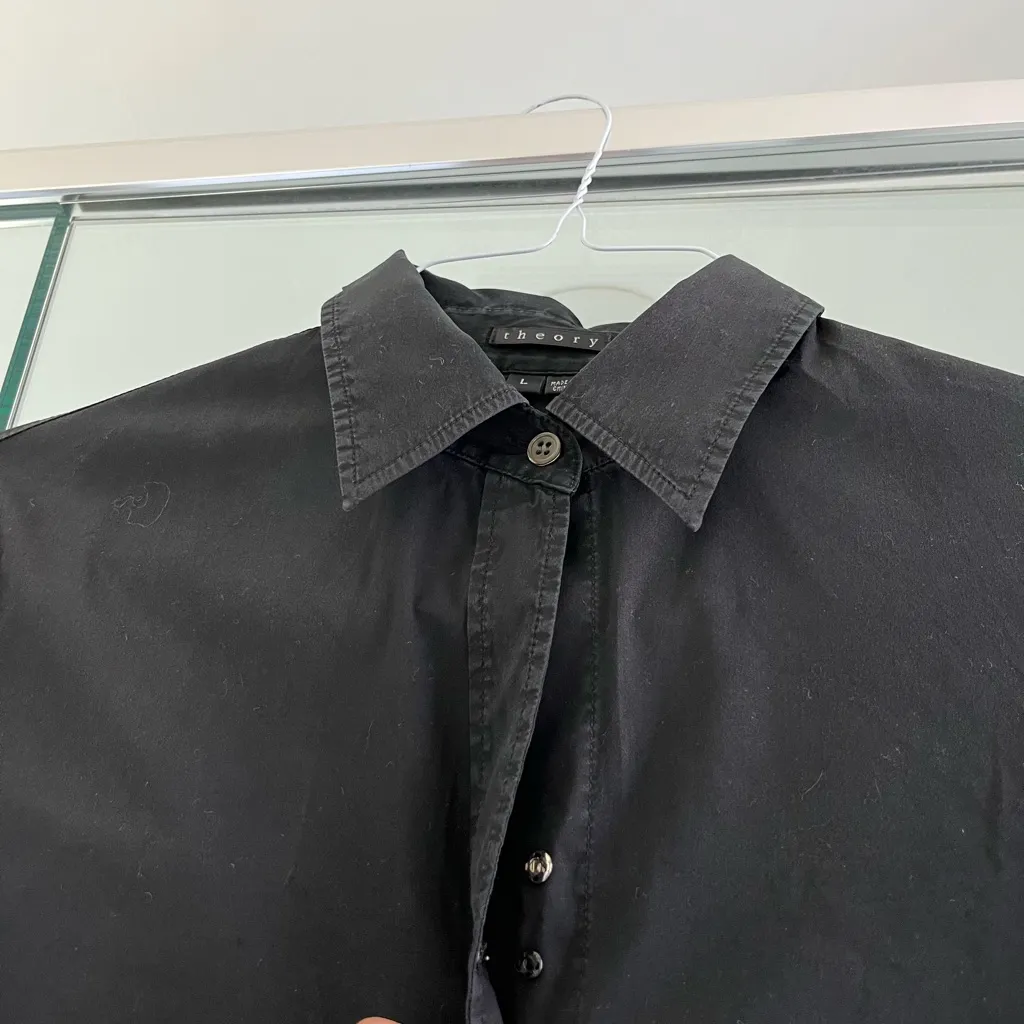 Theory  Stretch Black Button Down Shirt - Image 7