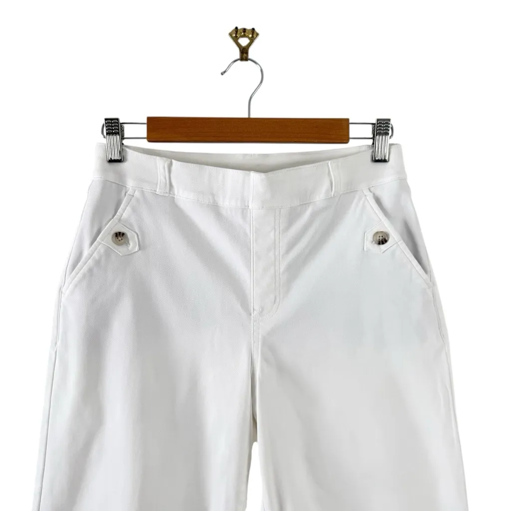 SPANX Stretch Twill Cropped Wide Leg Pants White Sz M Pull-On High Waist - Image 3