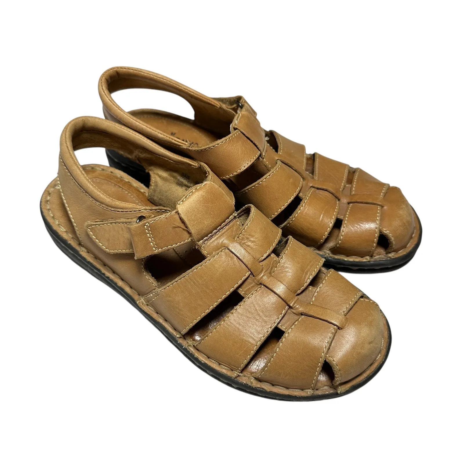 Minnetonka Leather Fisherman Closed Toe Sandals Tan Women's Size 9N Casual Retro - Image 6