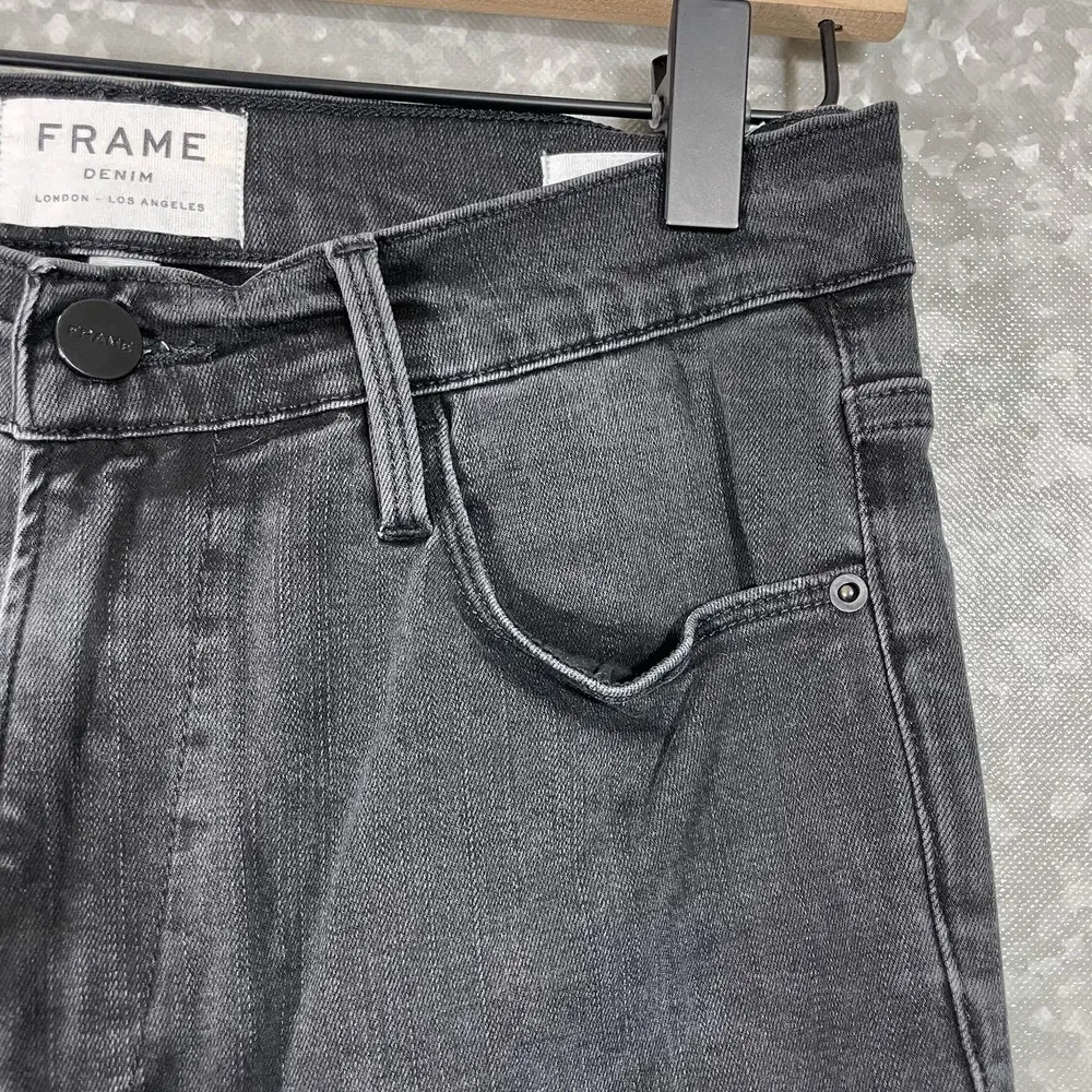 Frame Denim Women's Black Le High Skinny Ripped Raw Hem Ankle Jeans - Size 30 - Image 3
