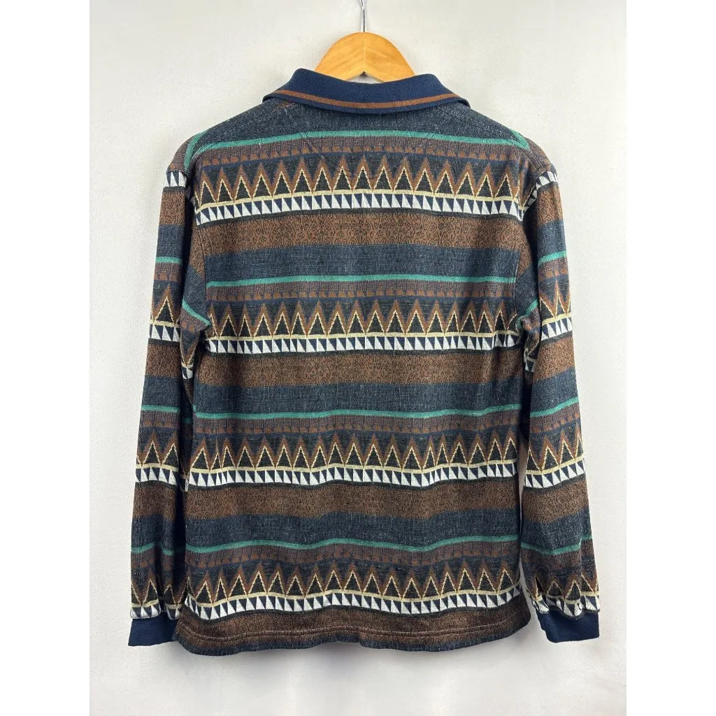 Vintage Arizona Jean Co. Womens Small Geometric Long Sleeve Polo Shirt - Image 5