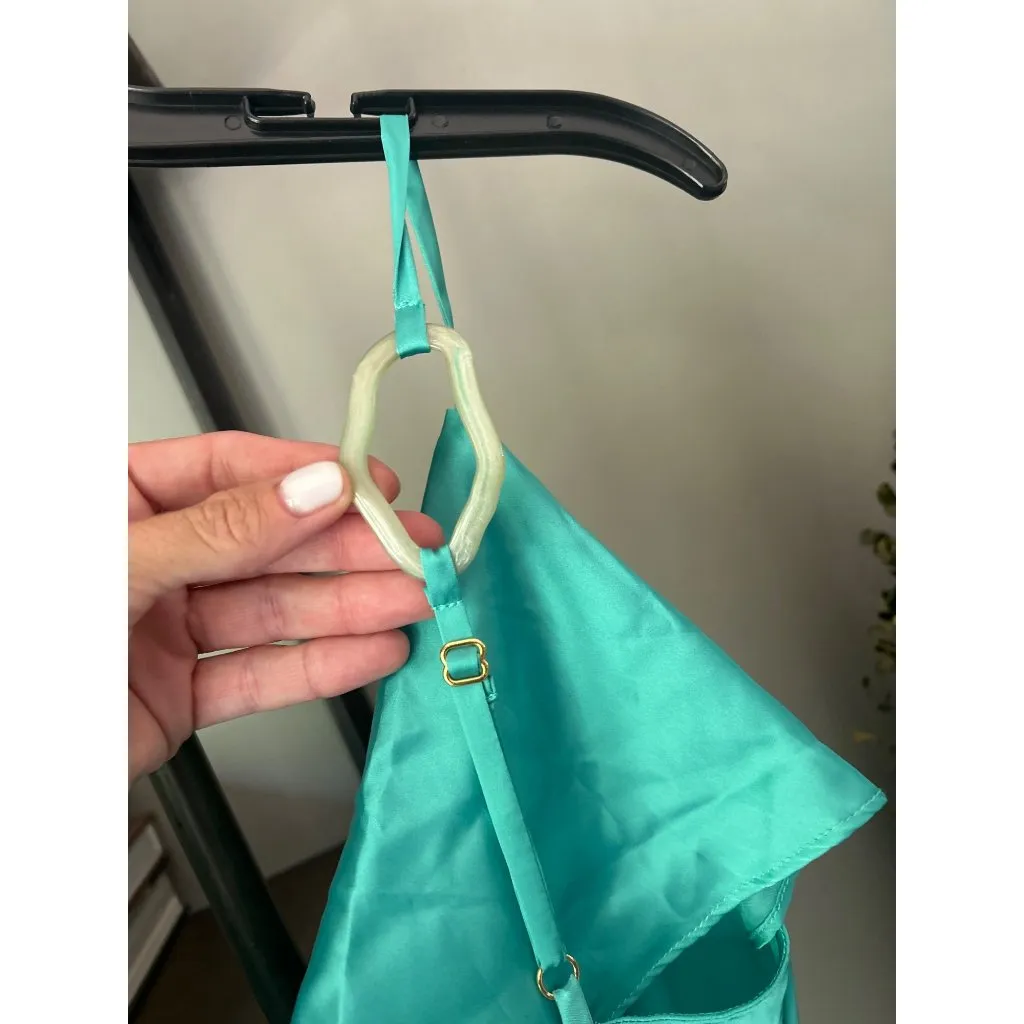 Baobab Victorine Satin Slip Dress Erizo Teal Aqua Womens Size Small Green - Image 10