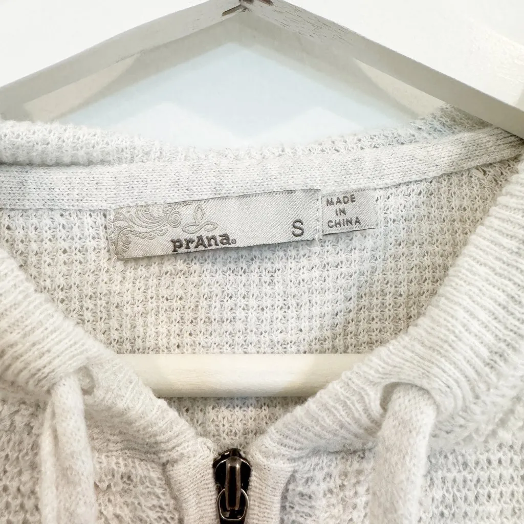 Prana Milani Popover Waffle Knit Hoodie Light Gray Outdoors Hiking Casual Small - Image 6