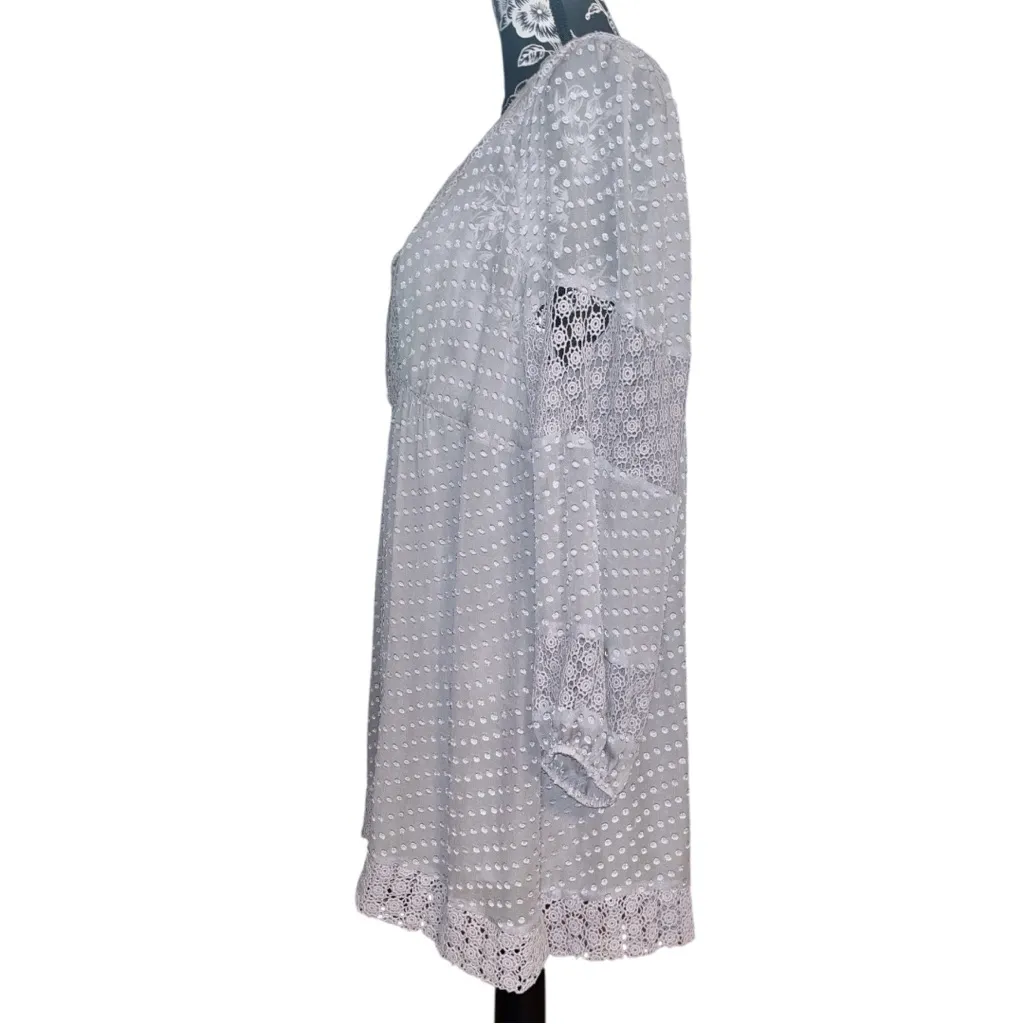 🎄Daniel Rainn Silk Swiss Dot Crochet Bohemian Tunic Blouse - Image 2