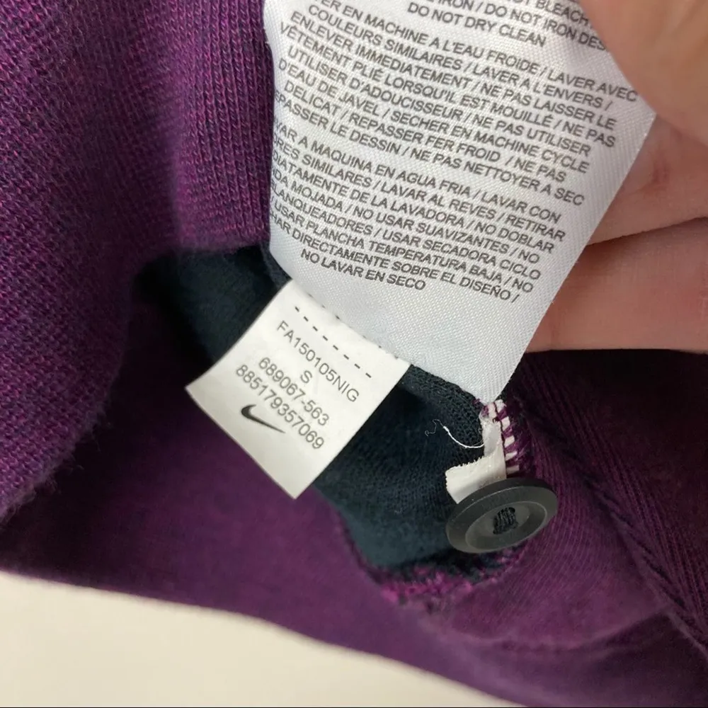 Nike Tech Purple Sleeveless Fleece Hooded Vest Sz S - Image 4